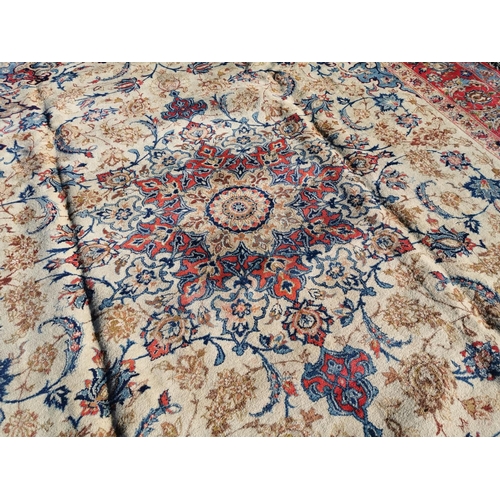303 - Good quality hand woven Persian carpet square {412 cm L x 294 cm W}.