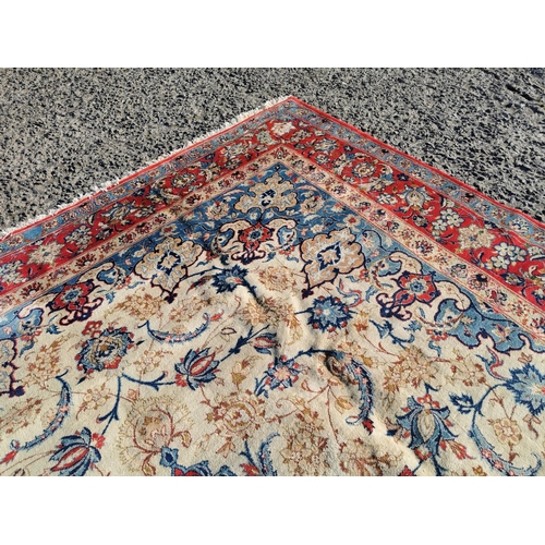 303 - Good quality hand woven Persian carpet square {412 cm L x 294 cm W}.