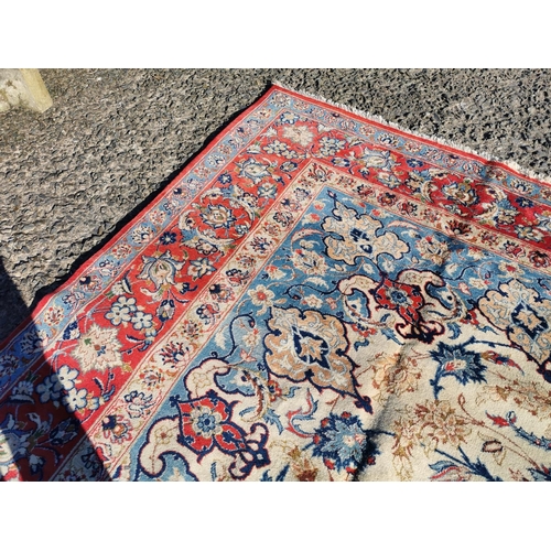 303 - Good quality hand woven Persian carpet square {412 cm L x 294 cm W}.