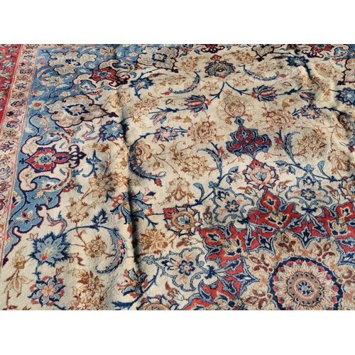 303 - Good quality hand woven Persian carpet square {412 cm L x 294 cm W}.