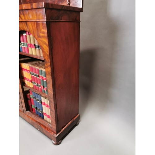 307 - William IV mahogany two door side cabinet with gallery back {120 cm H x 80 cm W x 31 cm D}.