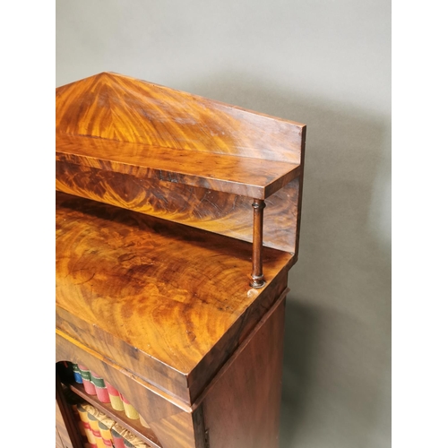 307 - William IV mahogany two door side cabinet with gallery back {120 cm H x 80 cm W x 31 cm D}.