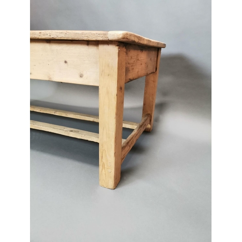 308 - Early 20th C. stripped pine coffee table {50 cm H x 120 cm W x 67 cm D}.