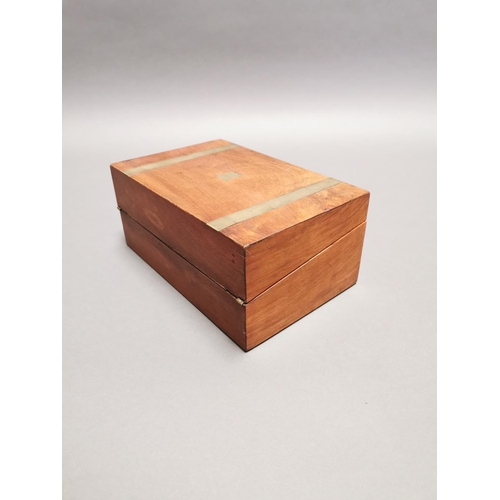313 - 19th C. rosewood writing box with brass mounts and fitted interior {15 cm H x 35 cm W x 23 cm D}.