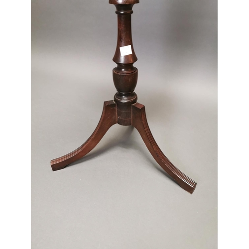 318 - 1950s shop mannequin on turned mahogany stand and three outswept legs {168 cm H x 34 cm W x 34 cm D}... 