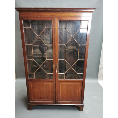 321 - Georgian inlaid mahogany book case with astral glazed doors {192 cm H x 121 cm W x 57 cm D}.