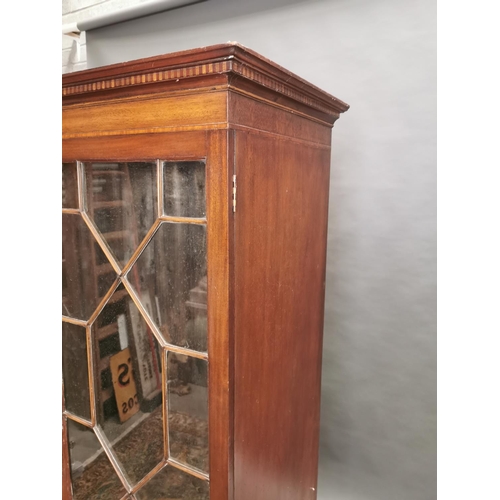 321 - Georgian inlaid mahogany book case with astral glazed doors {192 cm H x 121 cm W x 57 cm D}.