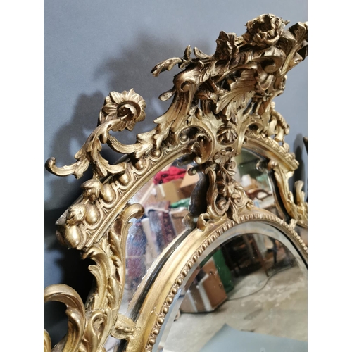 324 - 19th C. giltwood and gesso French wall mirror decorated with foliage {140 cm H x 96 cm W}.