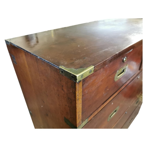 325 - Exceptional quality 19th C.  campaign chest of drawers with brass mounts {111 cm H x 99 cm W x 47 cm... 