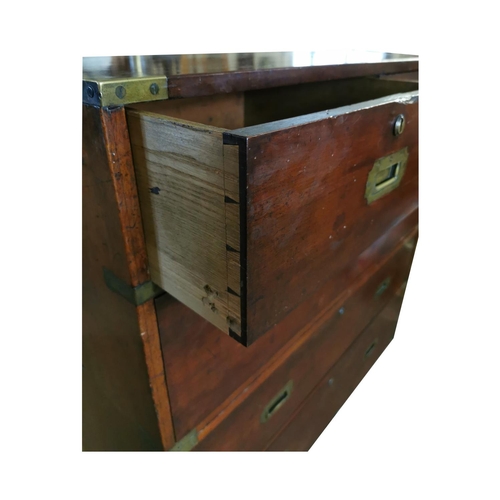 325 - Exceptional quality 19th C.  campaign chest of drawers with brass mounts {111 cm H x 99 cm W x 47 cm... 