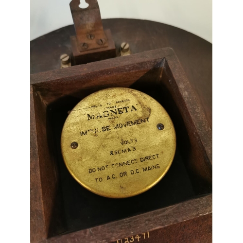 326 - Edwardian mahogany GPO wall clock with painted dial {29 cm Dia.}.