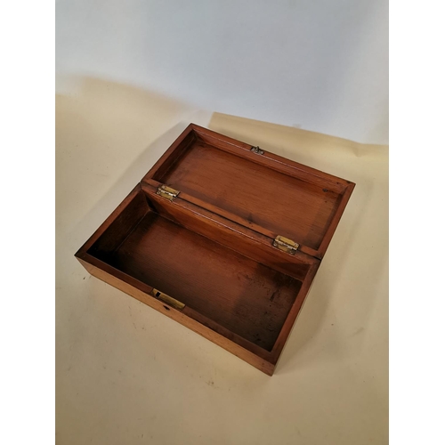 327 - 19th C. yew wood Killarney jewellery box {7 cm H x 23 cm W x 12 cm D}.
