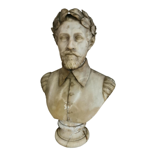 330A - 19th C. alabastar bust of a Gentleman {70 cm H x 46 cm W}.