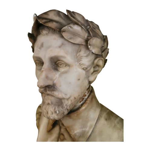 330A - 19th C. alabastar bust of a Gentleman {70 cm H x 46 cm W}.
