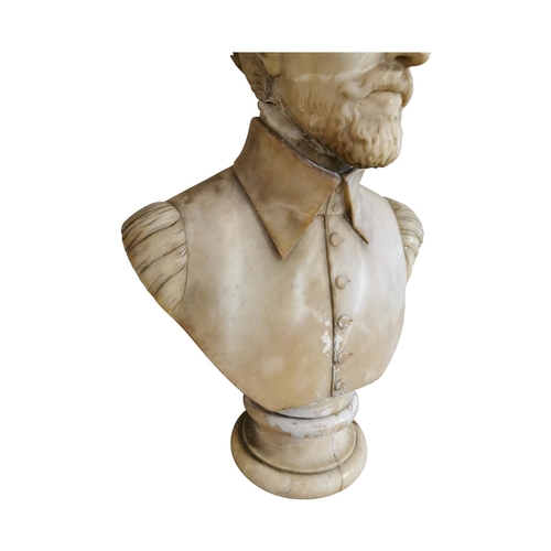 330A - 19th C. alabastar bust of a Gentleman {70 cm H x 46 cm W}.