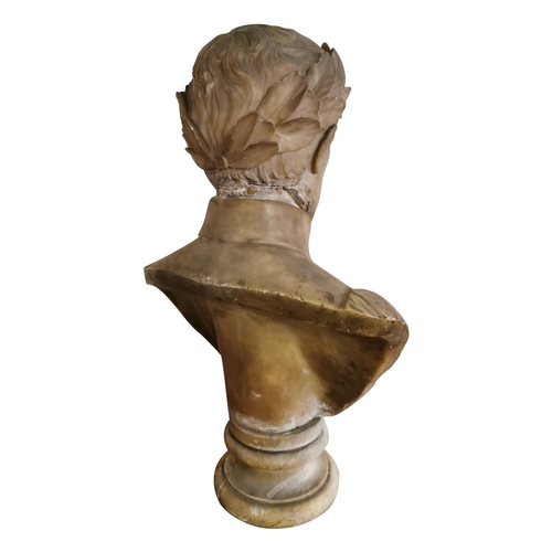 330A - 19th C. alabastar bust of a Gentleman {70 cm H x 46 cm W}.