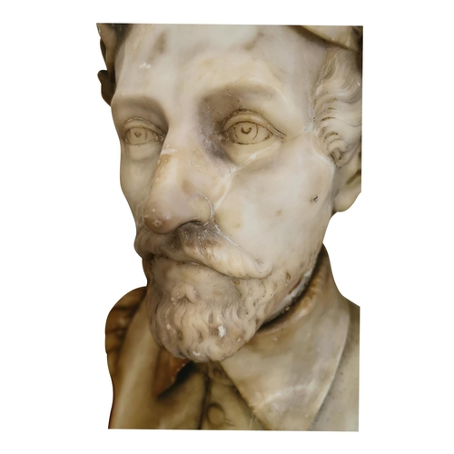 330A - 19th C. alabastar bust of a Gentleman {70 cm H x 46 cm W}.