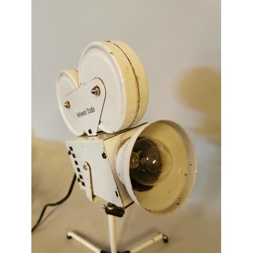331 - Rare 1970s table lamp in the form of a film camera {39 cm H x 22 cm W x 17 cm D}.