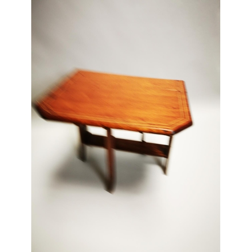 39 - Edwardian inlaid mahogany drop leaf Sunderland table {61 cm H x 60 cm W x 20 cm D}.