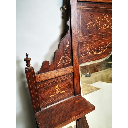 395 - Victorian inlaid rosewood overmantle {134 cm H x 130 cm W x 17 cm D}.