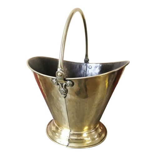 397 - Edwardian brass coal bucket {50 cm H x 38 cm W x 30 cm D}.