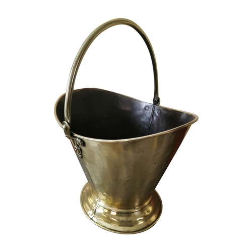 397 - Edwardian brass coal bucket {50 cm H x 38 cm W x 30 cm D}.