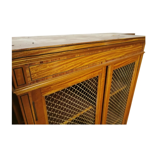 400 - Good quality satinwood side cabinet in the Sheridan style {125 cm H x 118 cm W x 41 cm D}.