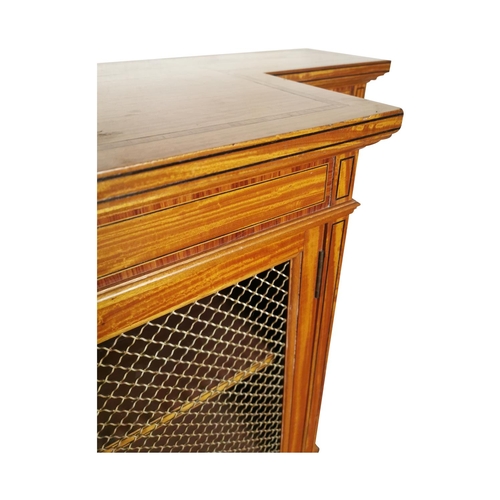 400 - Good quality satinwood side cabinet in the Sheridan style {125 cm H x 118 cm W x 41 cm D}.