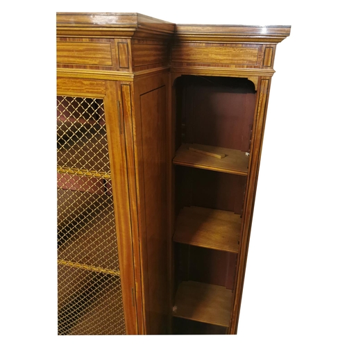 400 - Good quality satinwood side cabinet in the Sheridan style {125 cm H x 118 cm W x 41 cm D}.