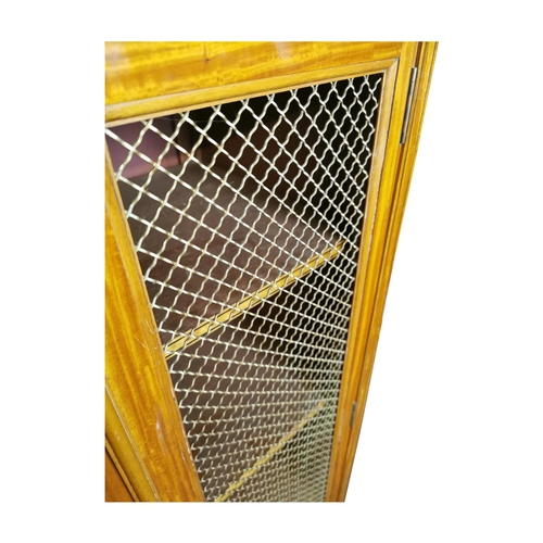 400 - Good quality satinwood side cabinet in the Sheridan style {125 cm H x 118 cm W x 41 cm D}.