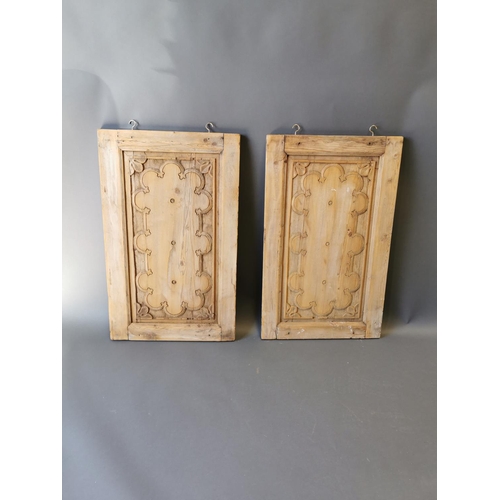 410 - Pair of 19th C. carved pine wall hanging panels {87 cm H x 54 cm W}.