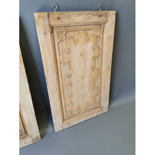 410 - Pair of 19th C. carved pine wall hanging panels {87 cm H x 54 cm W}.