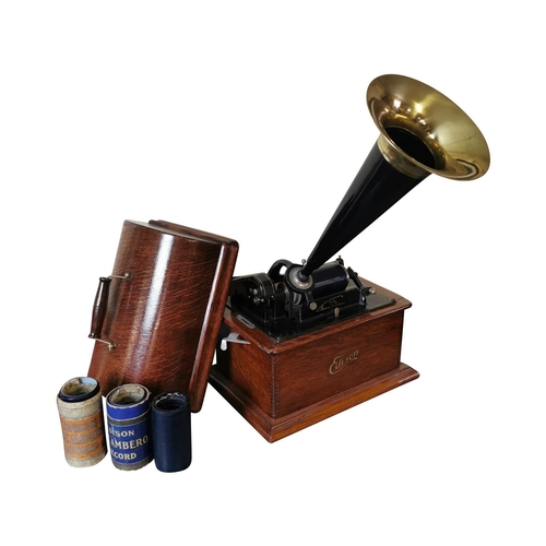 424 - Rare Edwardian Edison phonograph - Trade Mark A Edison {56 cm H x 44 cm W x 41 cm D}.