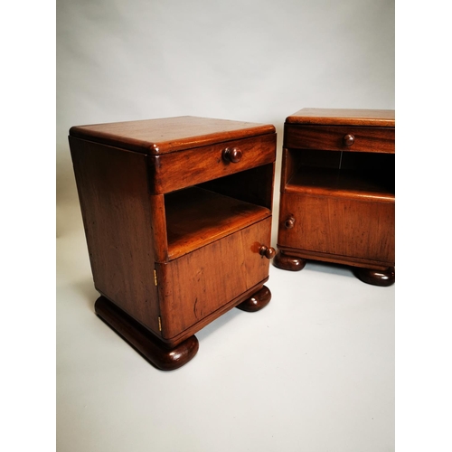 425 - Pair of Art Deco mahogany bedside lockers {55 cm H x 42 cm W x 38 cm D}.