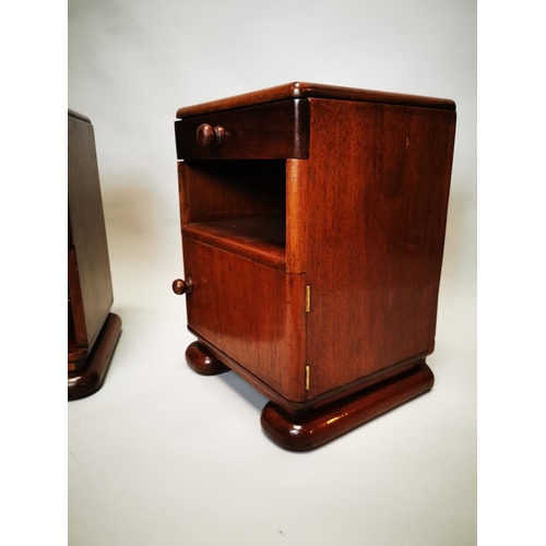 425 - Pair of Art Deco mahogany bedside lockers {55 cm H x 42 cm W x 38 cm D}.