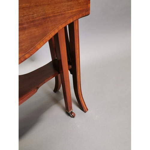 426 - Edwardian mahogany and inlaid satinwood drop leaf Sunderland table {63 cm H x 61 cm W x 18 cm D}.