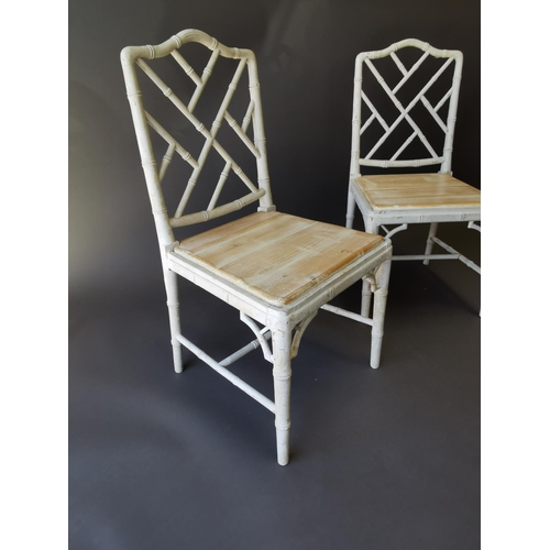 429 - Pair of vintage painted bamboo style side chairs {91 cm H x 47 cm W x 52 cm D}.