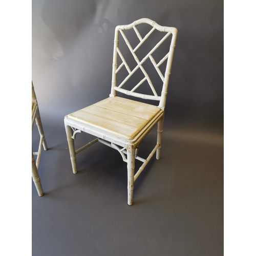 429 - Pair of vintage painted bamboo style side chairs {91 cm H x 47 cm W x 52 cm D}.