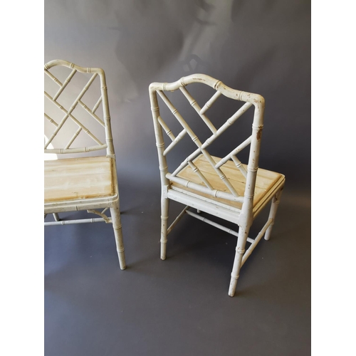429 - Pair of vintage painted bamboo style side chairs {91 cm H x 47 cm W x 52 cm D}.