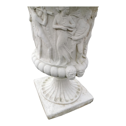 463A - Pair of good quality composition urns in the Grecian style {94 cm H x 65 cm Dia.}.