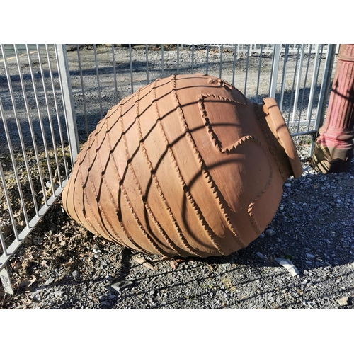 466 - Large early 20th C. terracotta olive pot {100 cm H x 25 cm W x 100 cm D}.