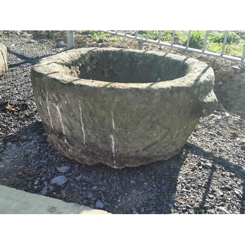 467 - 18th C. sandstone planter with handles {35 cm H x 72 cm Dia.}.