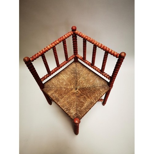 47 - 19th C. painted pine bobbin chair {71 cm H x 57 cm W x 60 cm D}.