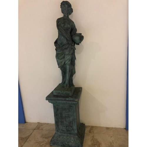 472 - Pair of bronze figures of Greek Gods on bases {196 cm H}.