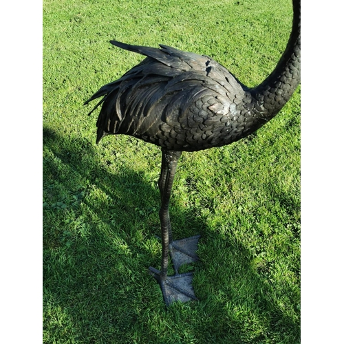 477 - Good quality bronze model of a Flamingo {126 cm H x 20 cm W x 53 cm D}.