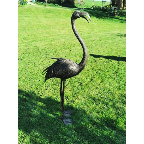 477 - Good quality bronze model of a Flamingo {126 cm H x 20 cm W x 53 cm D}.
