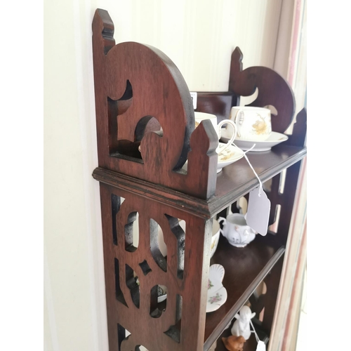 483 - Mahogany floor bookcase with four open shelves over two long drawers in the Victorian style. { 110cm... 