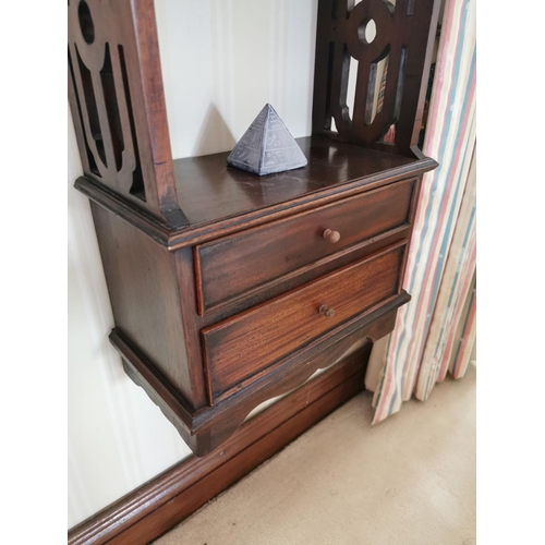 483 - Mahogany floor bookcase with four open shelves over two long drawers in the Victorian style. { 110cm... 