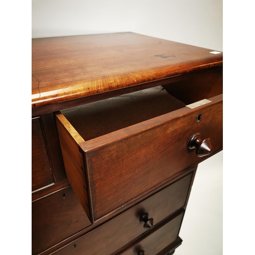 49 - Victorian mahogany chest of drawers on turned legs with two short drawers over three long drawers {1... 