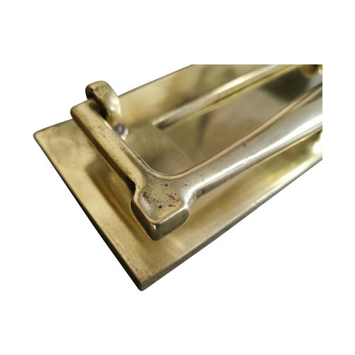 490A - Edwardian brass letter box {8 cm H x 22 cm W}.